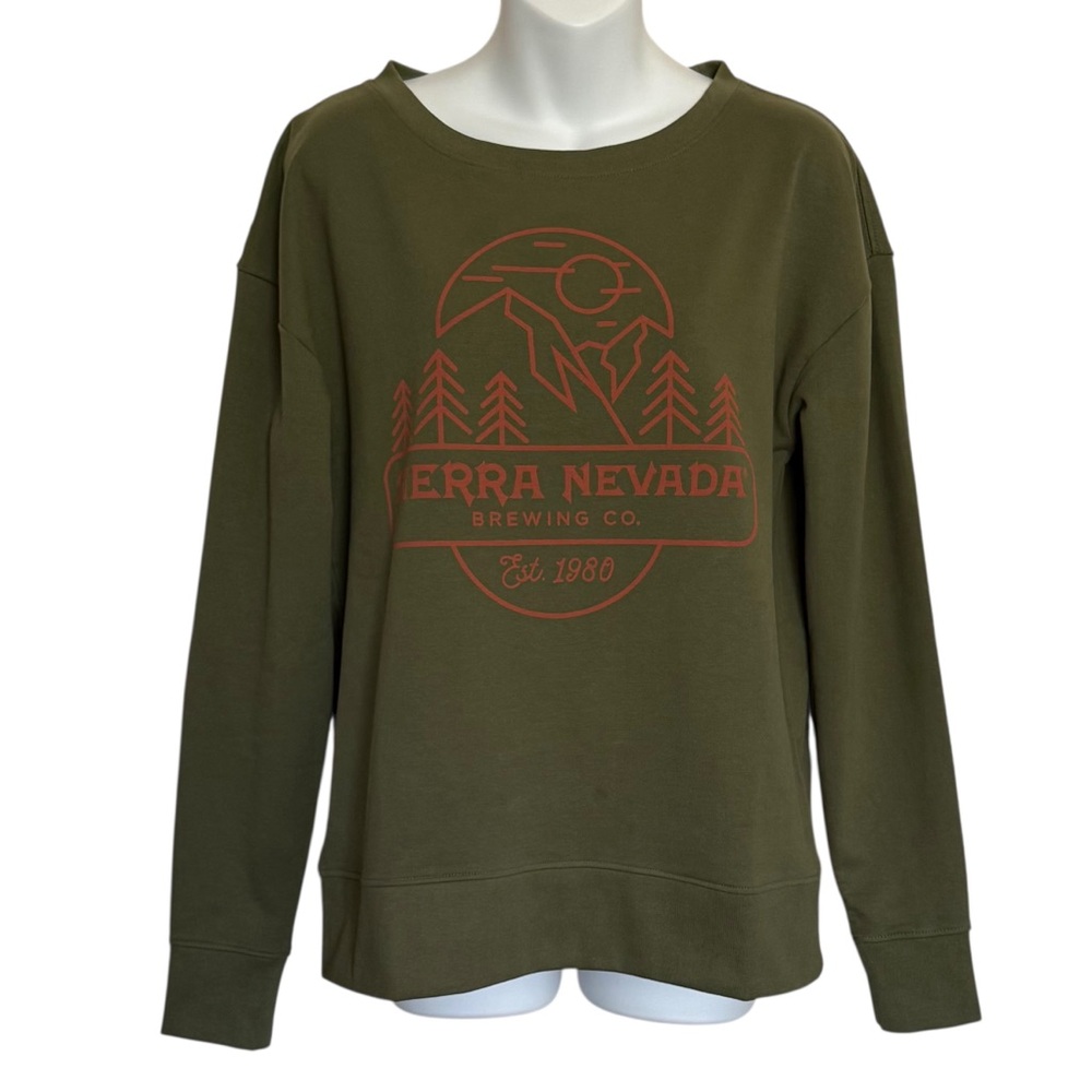 NWOT ROVE Sierra Nevada Brewing Co. Olive Green Sweatshirt Size Small